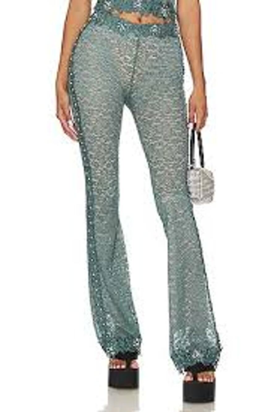 BOYS LIE Ocean Reverie x Yung Reaper Flare Pants STRETCHY Lace XS Teal GORGEOUS